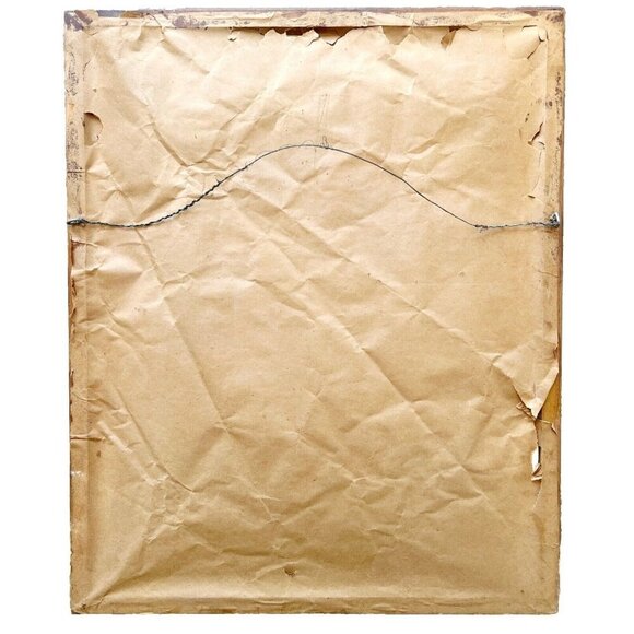 Horses On Farm Thread Yarn Art Framed 1960-70s Antique Original Artwork SS - Picture 8 of 8